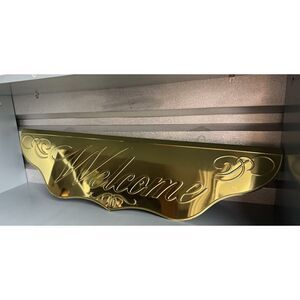 VTG Bristol Brass Welcome Sign - 32" Gold Tone Embossed Door Wall Plaque